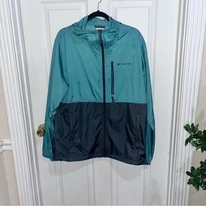 Columbia Teal and Gray Windbreaker Jacket